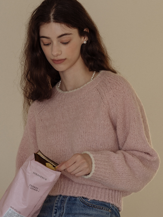 Tillidie Alpaca coloring knit top Pink