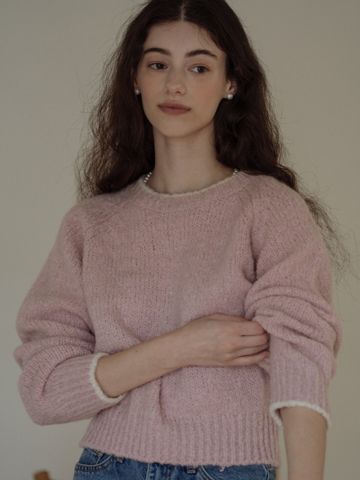 Tillidie Alpaca coloring knit top Pink