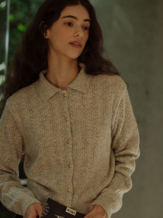 [TILLIDIE] Raccoon gold button cardigan(Gray)