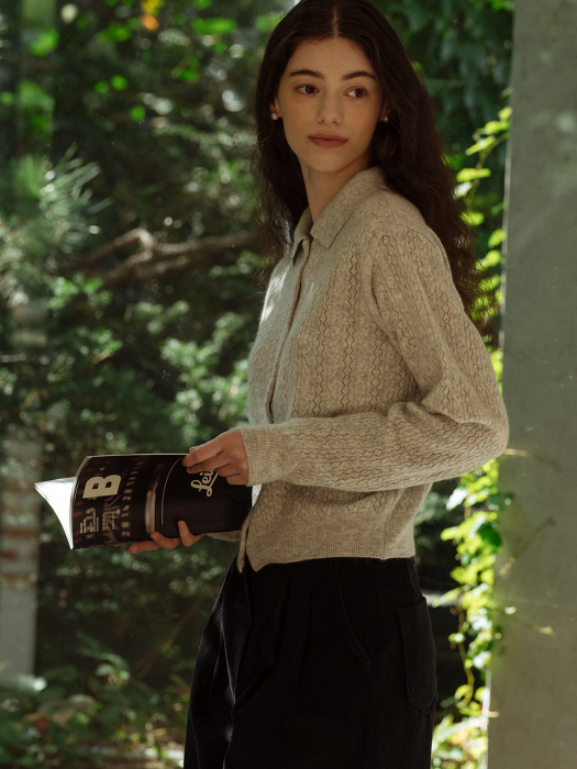 [TILLIDIE] Raccoon gold button cardigan(Gray)