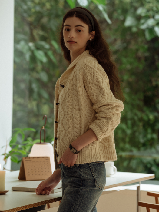 [TILLIDIE] Lambswool toggle cardigan(Ivory)