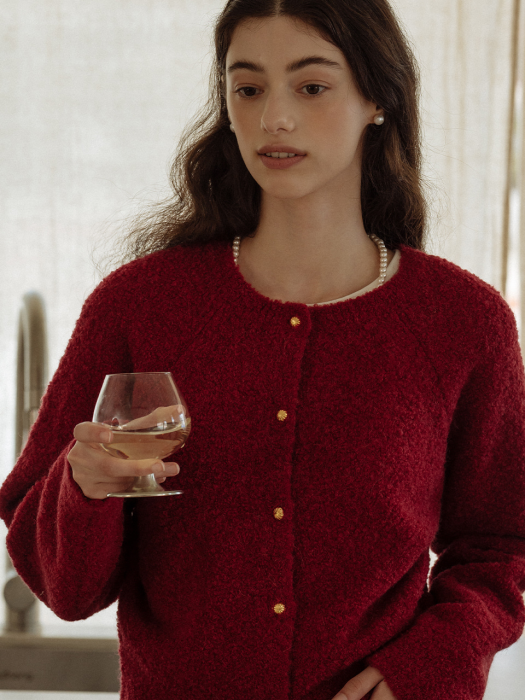 [tillidie] Alpaca candy cardigan_Red