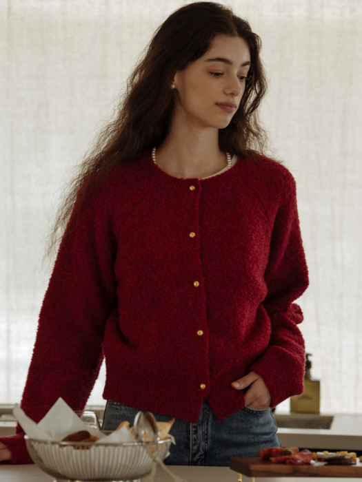 [tillidie] Alpaca candy cardigan_Red