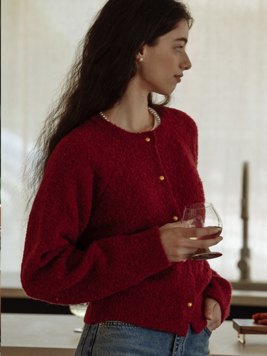 [tillidie] Alpaca candy cardigan_Red