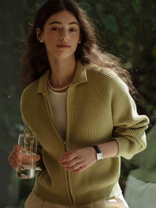 [TILLIDIE] Molly zip-up cardigan_Green
