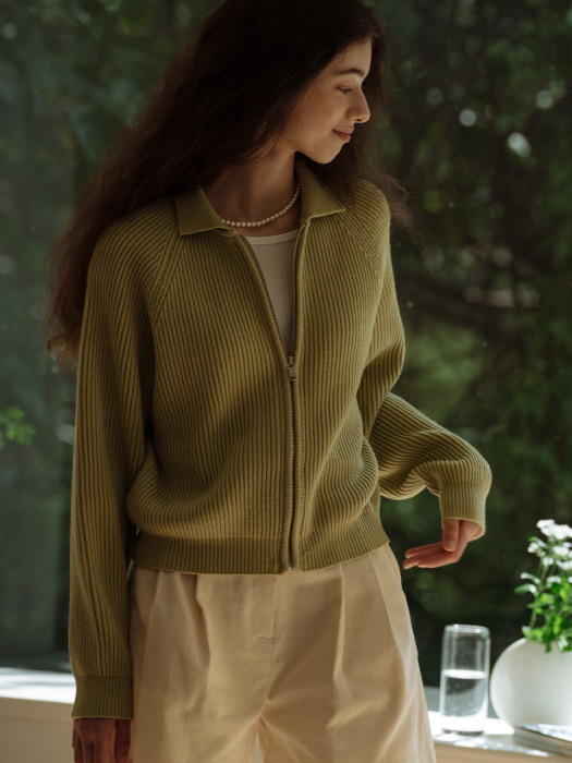 [TILLIDIE] Molly zip-up cardigan_Green