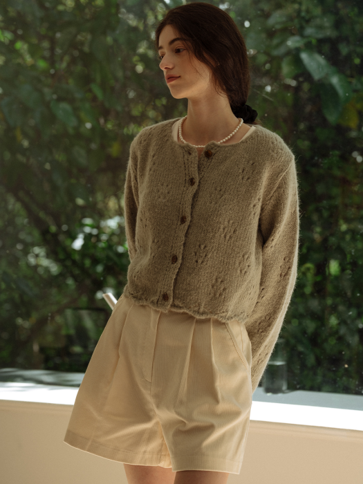 [TILLIDIE] Jane alpaca cardigan(Khaki gray)