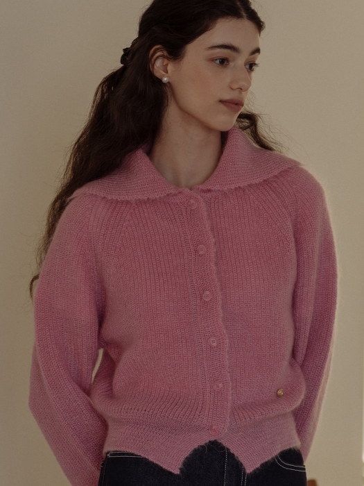 [TILLIDIE] Mohair knit cardigan(Pink)