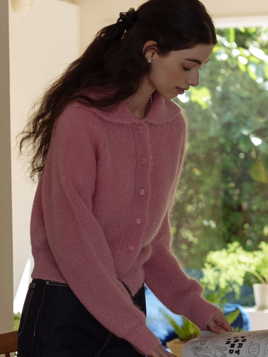[TILLIDIE] Mohair knit cardigan(Pink)