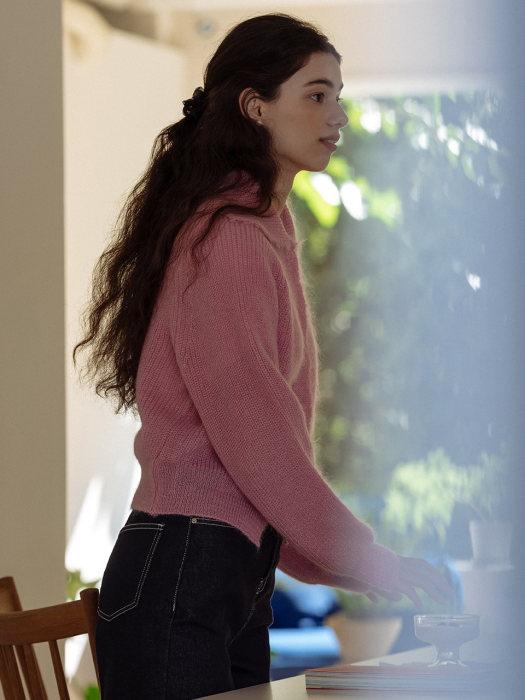 [TILLIDIE] Mohair knit cardigan(Pink)