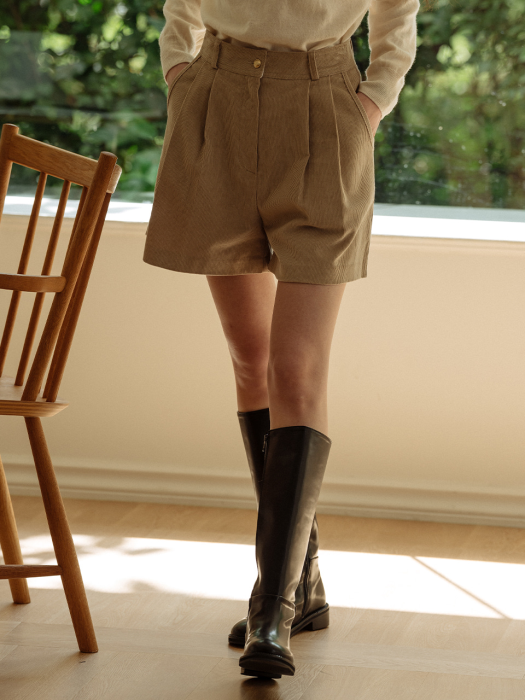 [TILLIDIE] Corduroy two turk short pants_Beige