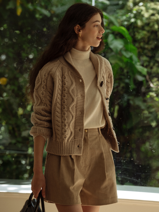 [tillidie] Corduroy two turk short pants_Beige