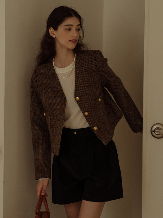 [TILLIDIE] Corduroy two turk short pants(Black)