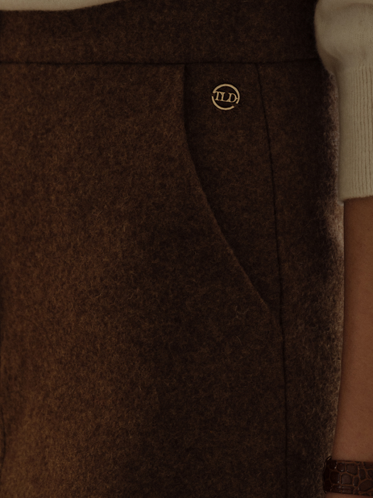 [TILLIDIE] Wool logo point skirt(Brown)