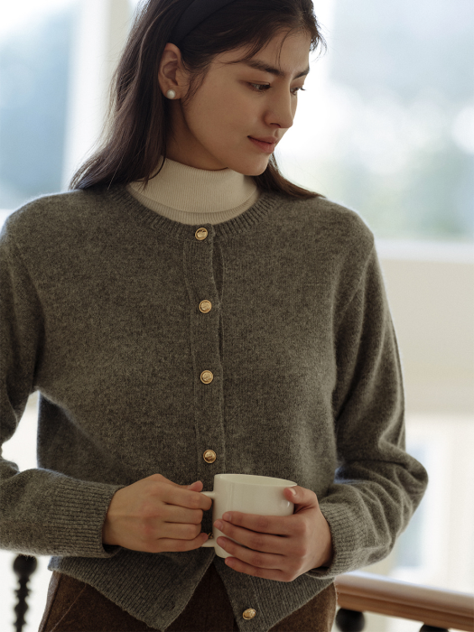 [TILLIDIE] Amber raccoon cardigan(Gray)