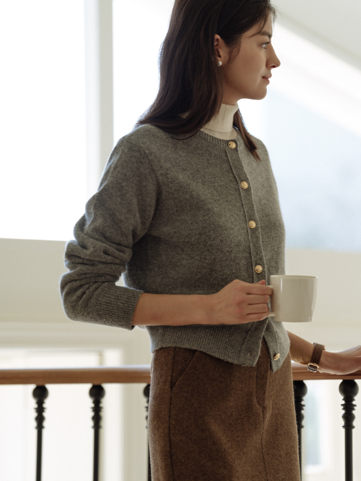 [TILLIDIE] Amber raccoon cardigan(Gray)