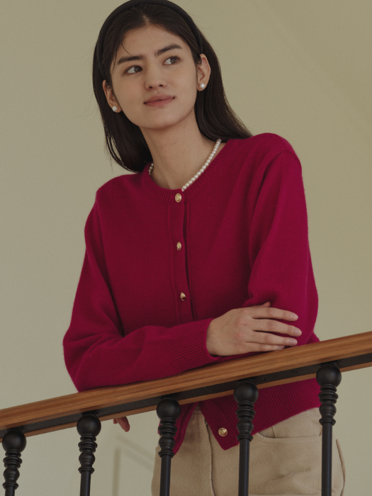 [TILLIDIE] Amber raccoon cardigan_Magenta