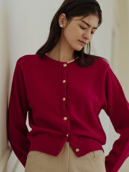 [TILLIDIE] Amber raccoon cardigan_Magenta