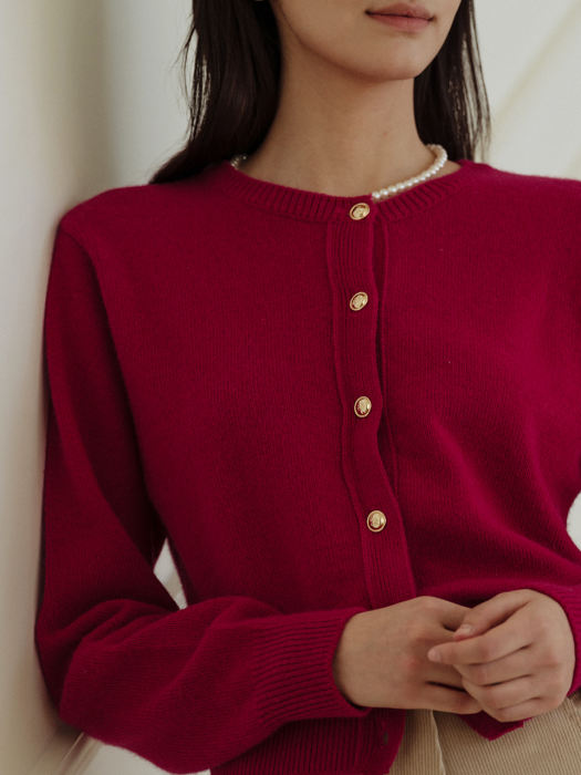 [TILLIDIE] Amber raccoon cardigan_Magenta