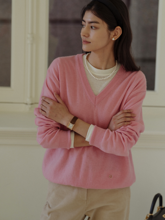 [TILLIDIE] Merino wool knit top(Pink)