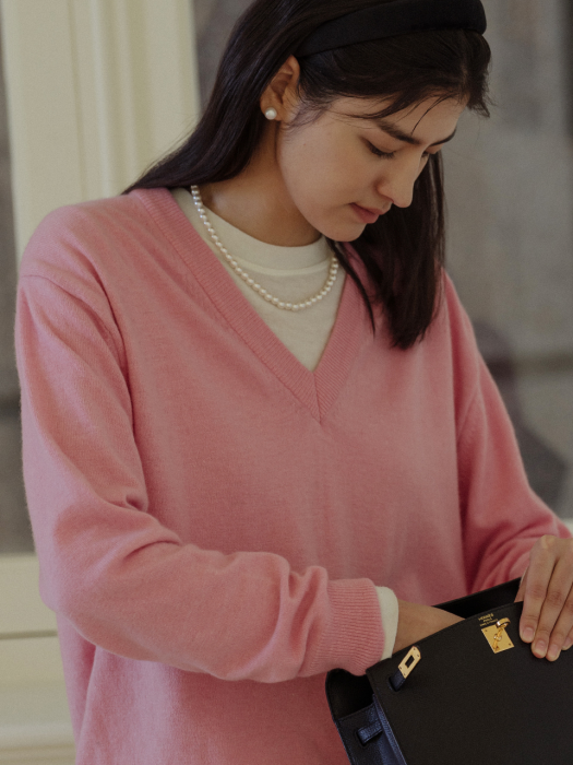 [TILLIDIE] Merino wool knit top(Pink)