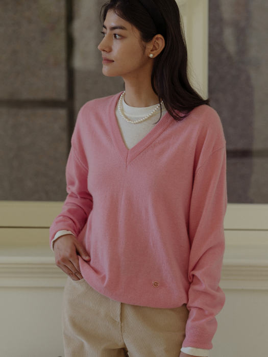 [TILLIDIE] Merino wool knit top(Pink)