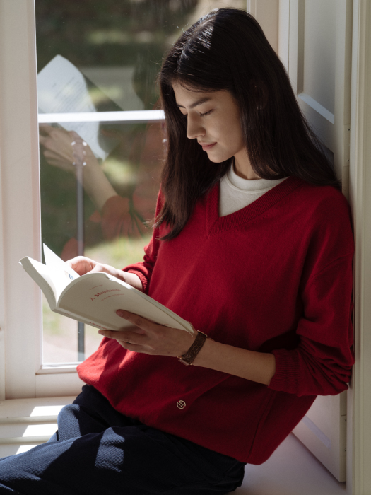 [TILLIDIE] Merino wool knit top(Red)