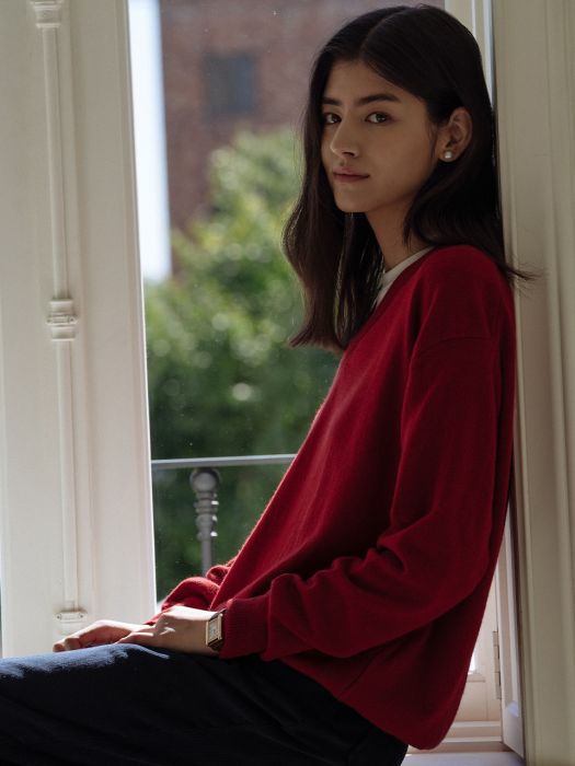 [TILLIDIE] Merino wool knit top(Red)