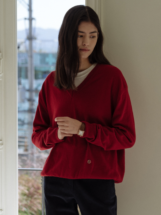 [TILLIDIE] Merino wool knit top(Red)