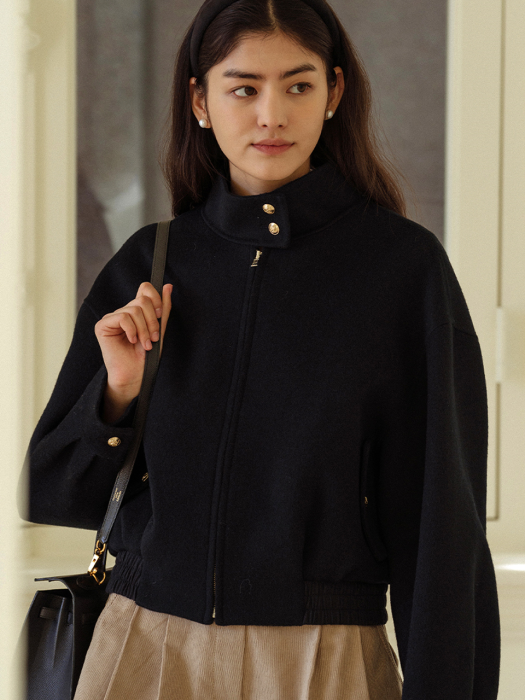 [TILLIDIE] Handmade wool blouson(Navy)