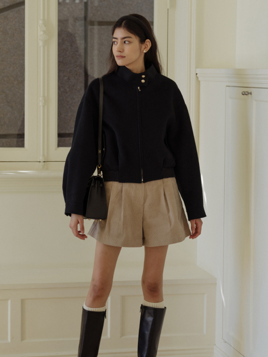 [TILLIDIE] Handmade wool blouson(Navy)