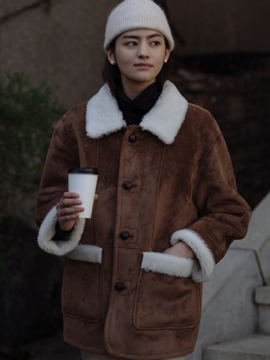 [TILLIDIE] Reversible suede mustang_Brown