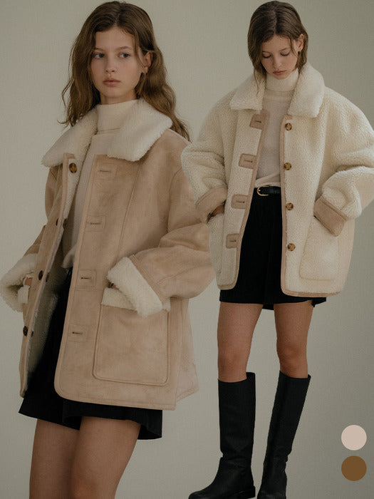 [TILLIDIE] Reversible suede mustang_Beige