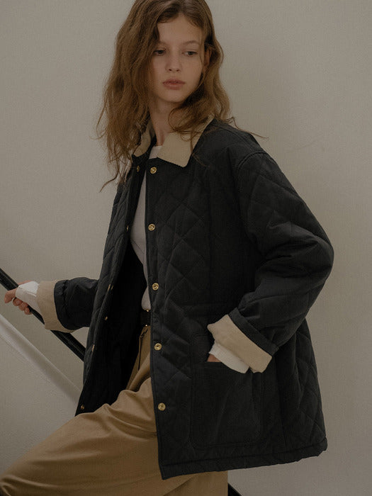 [TILLIDIE] Soft warm quilting jacket_Navy