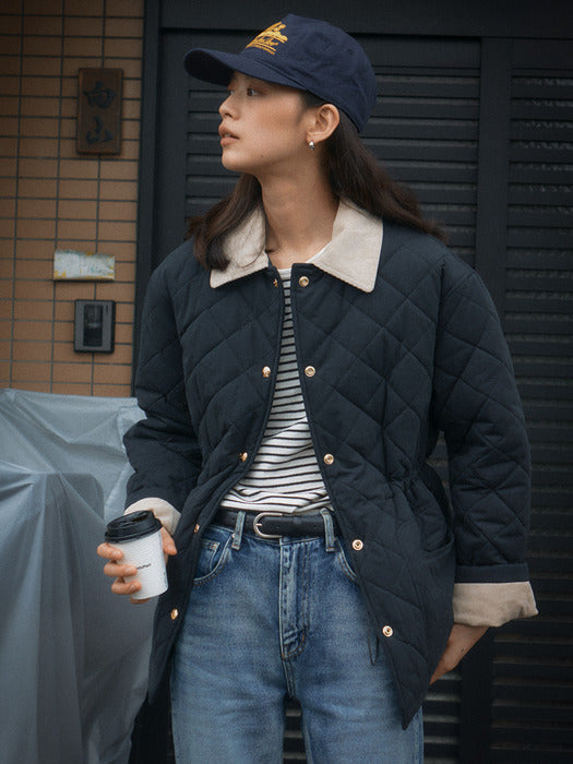 [TILLIDIE] Soft warm quilting jacket_Navy
