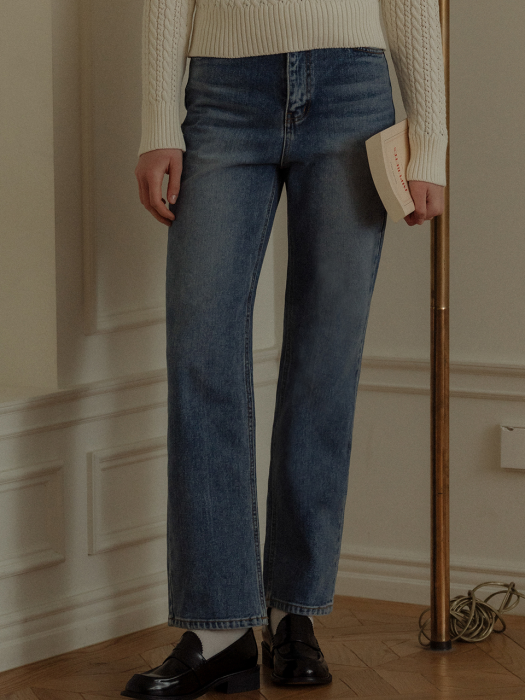 [TILLIDIE] Eco straight washing denim(Blue)