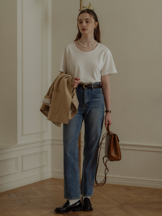 [TILLIDIE] Eco straight washing denim(Blue)