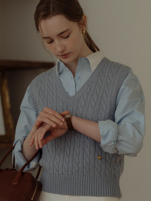 [TILLIDIE] Monica knit vest_Skyblue