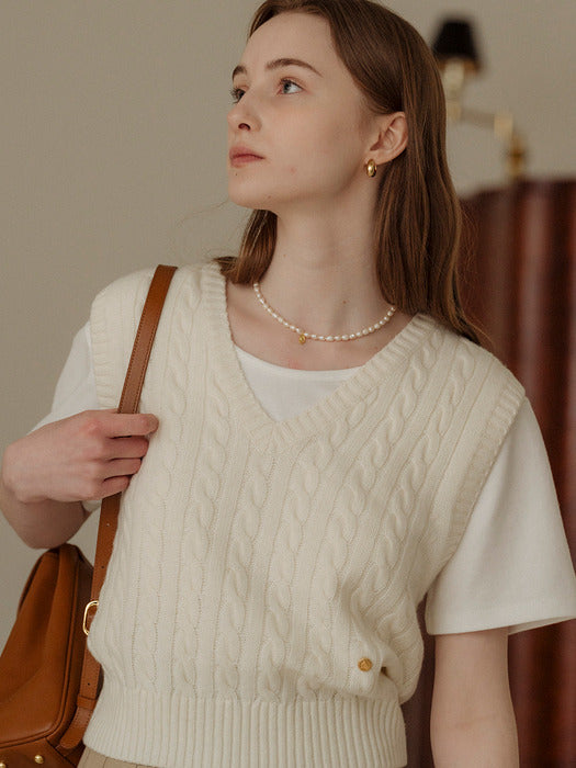 [TILLIDIE] Monica knit vest_Ivory