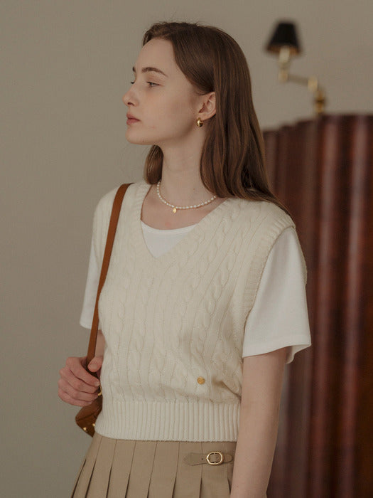 Tillidie Monica knit vest Ivory