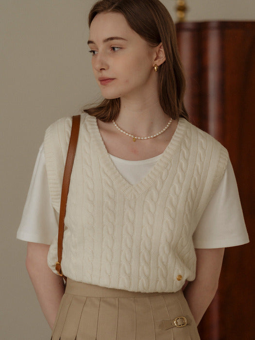 [TILLIDIE] U-Neck natural cotton T-shirt[3color]