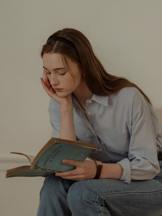 [TILLIDIE] Multi stripe cotton shirt(Skyblue)