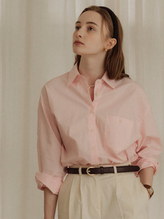 [TILLIDIE] Natural washing cotton shirt(Pink)