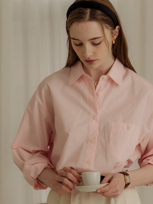 [TILLIDIE] Natural washing cotton shirt(Pink)