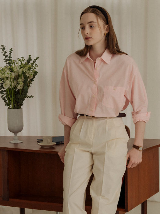 [TILLIDIE] Natural washing cotton shirt(Pink)