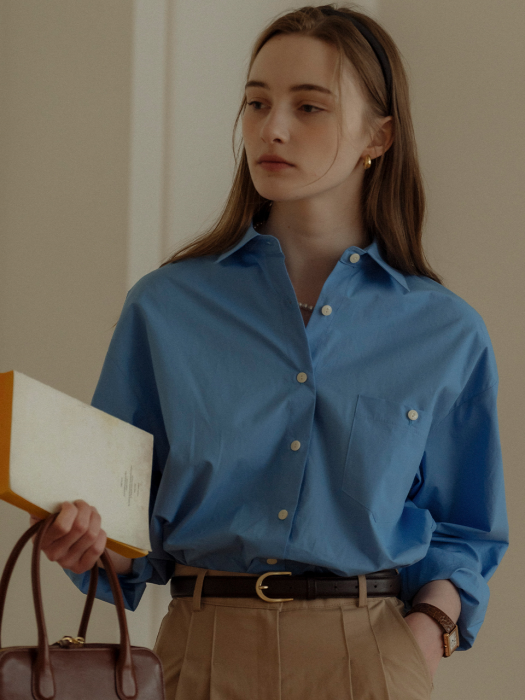 [TILLIDIE] Natural washing cotton shirt(Blue)