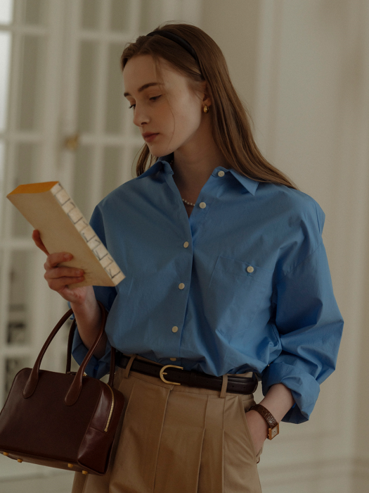 [TILLIDIE] Natural washing cotton shirt(Blue)