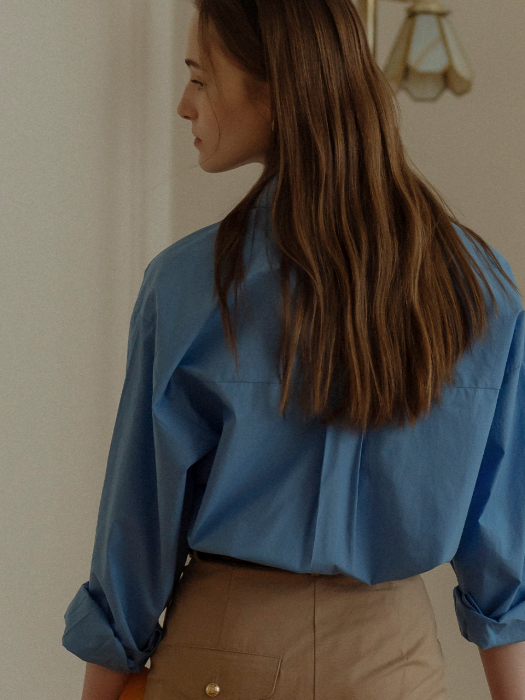 [TILLIDIE] Natural washing cotton shirt(Blue)