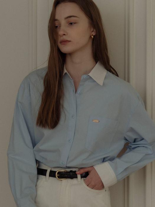 [TILLIDIE] Classic coloring shirt_Blue