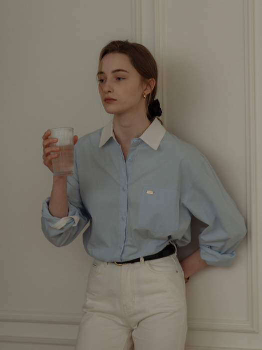 [TILLIDIE] Classic coloring shirt_Blue